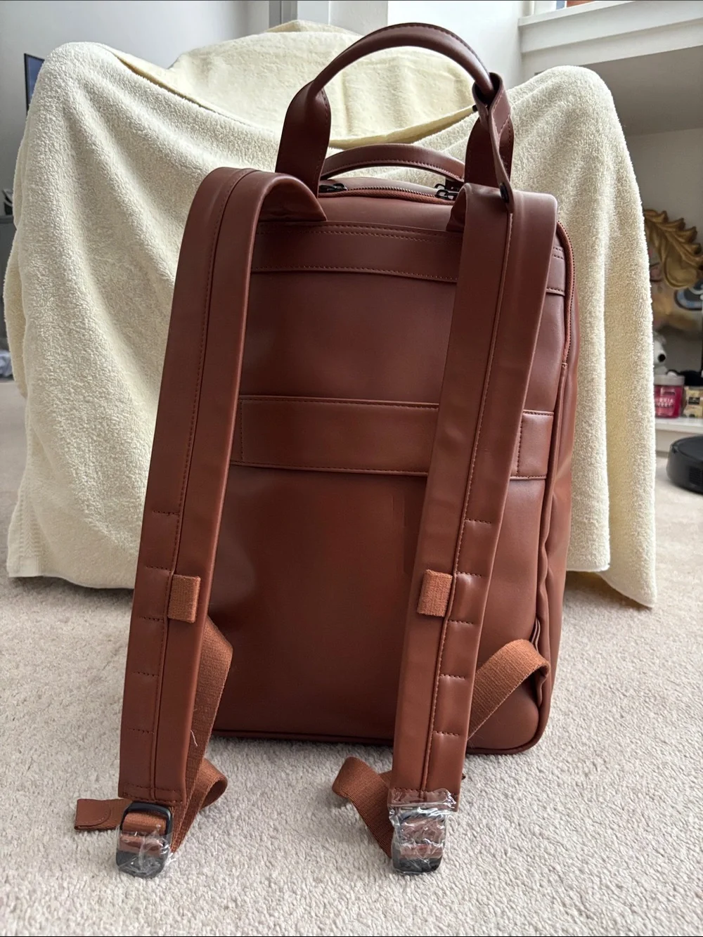 Brown Leather Backpack with Matching Pouches